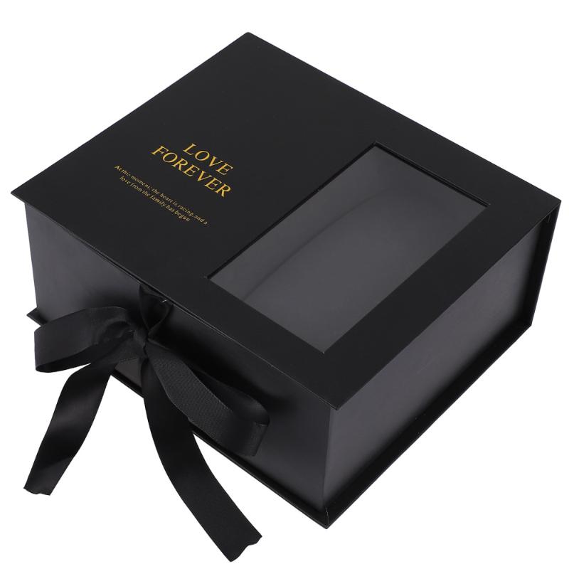 

Valentine's Day Gift Storage Container Rose Flower Box Flower Wrap Case, Black