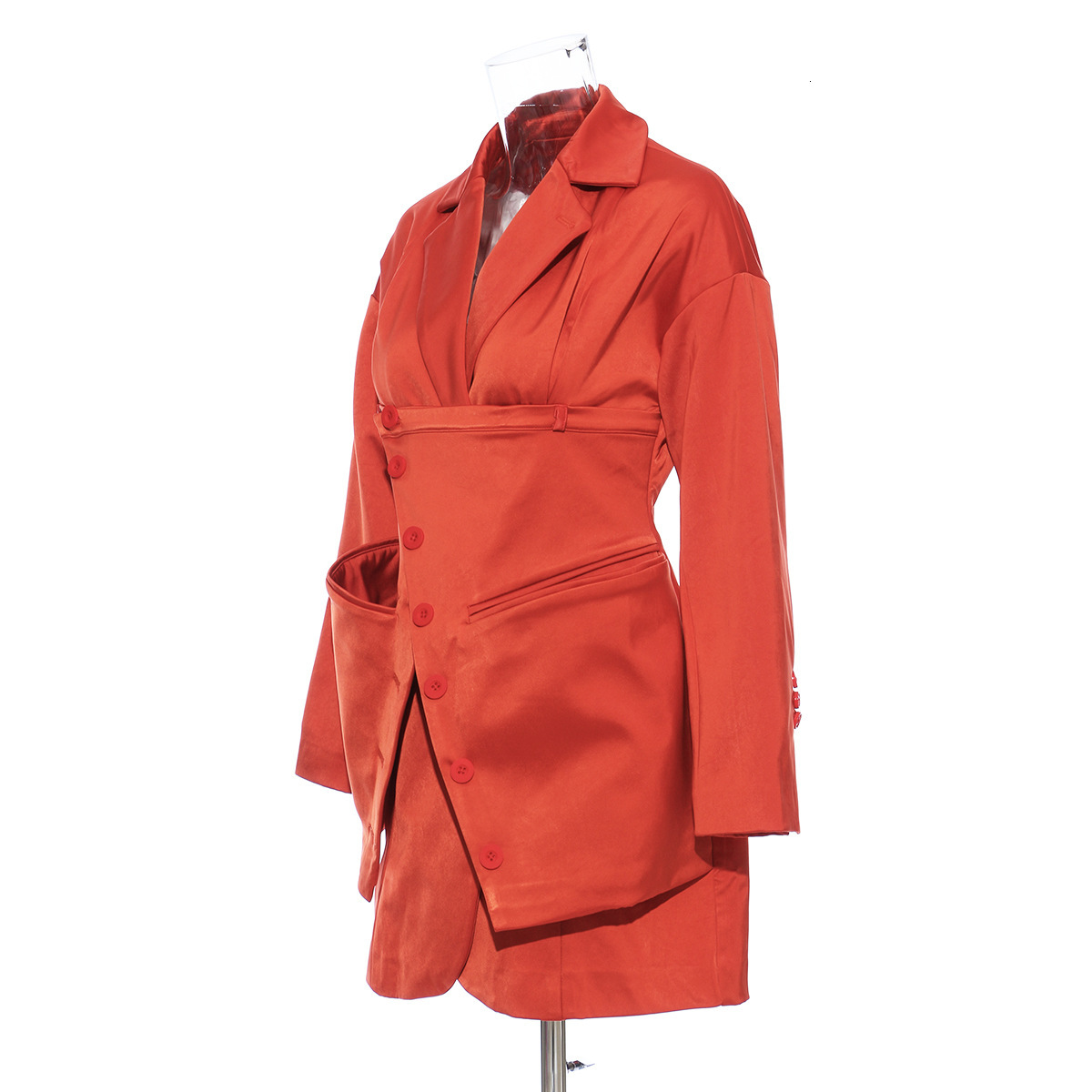 

2021 Autumn High Street Designer Blazers Long Ragged Thin Buttons English Coats Two Outerwear Pieces 8f76, Jacinth.