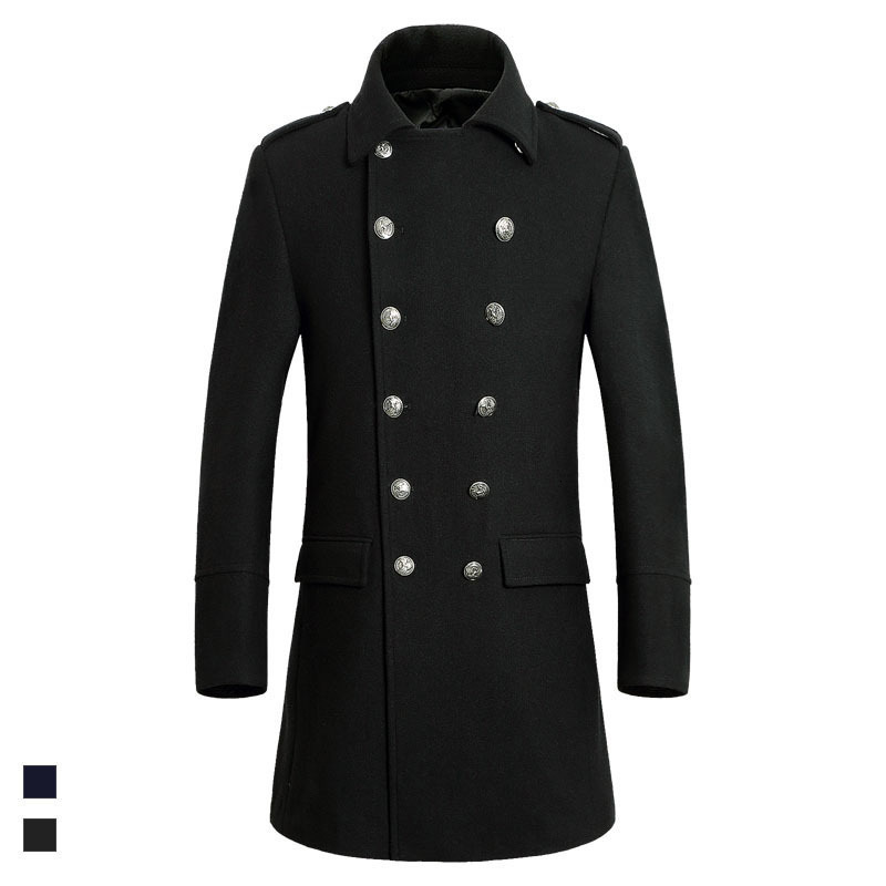 

2021 Mode Size Casual Outwear New Male From Wool Men Long Winter Coat NRU8, Navy