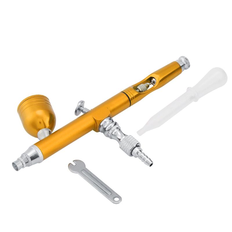 

Dual Action Gravity Feed Airbrush Gun 0.3mm Spray Art Paint Tattoo Nail Tool Kit(Golden/Red