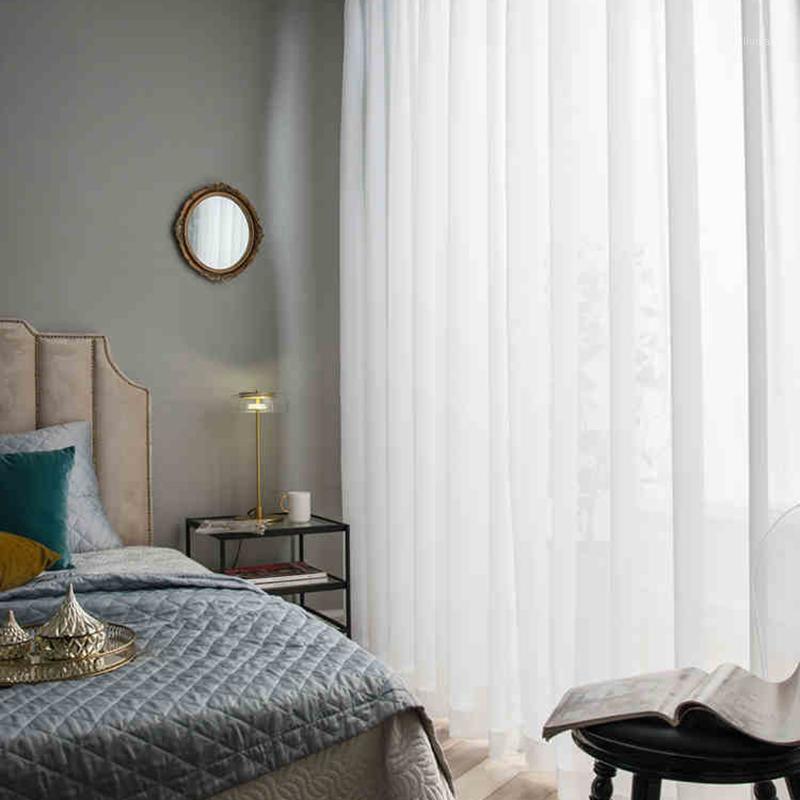 

White Chiffon Sheer Tulle Curtains for Living room the Bedroom Modern Solid Voile Window Screening Fabric Blinds Drapes Decor1