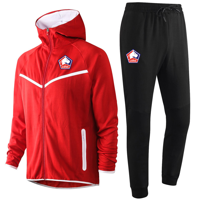 

2020 2021 Lille LOSC soccer Hoodie Sweatshirt Tracksuit Sets winter mens casual sports hooded training sportswear suit Jacket Running Sets