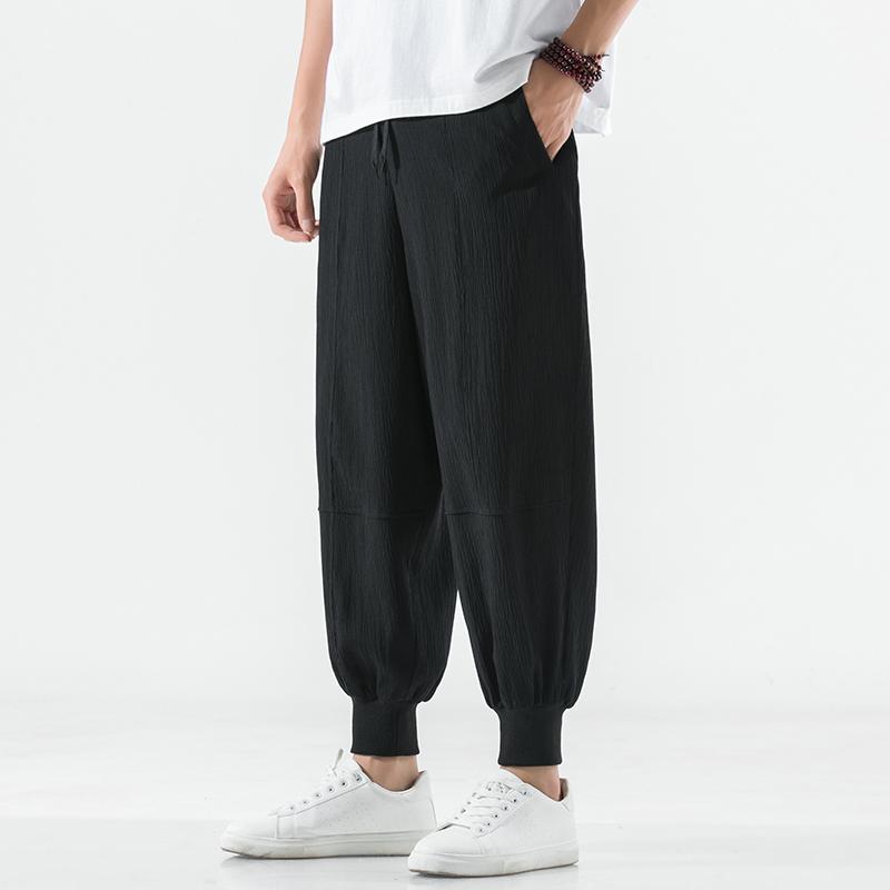 

Men's Pants 2022 Spring Summer Jogger Men Lightweight Casual Harem Man Sweatpants Solid Color Cotton Joggers, Black