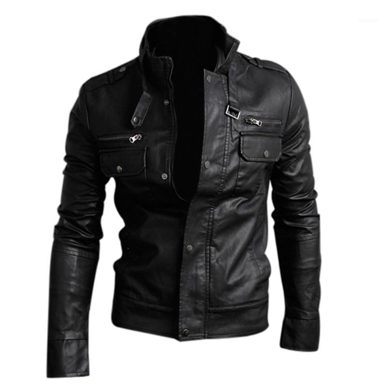 

Men's Jackets Wholesale- SAF-Men's PU Leather Short Jacket Coat1, Black