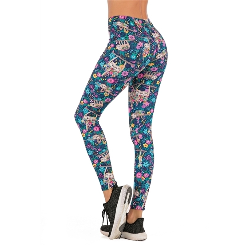 

Brands Women Fashion Legging Floral sloth Printing leggins Slim legins High Waist Leggings Woman Pants 201202, Lga700860