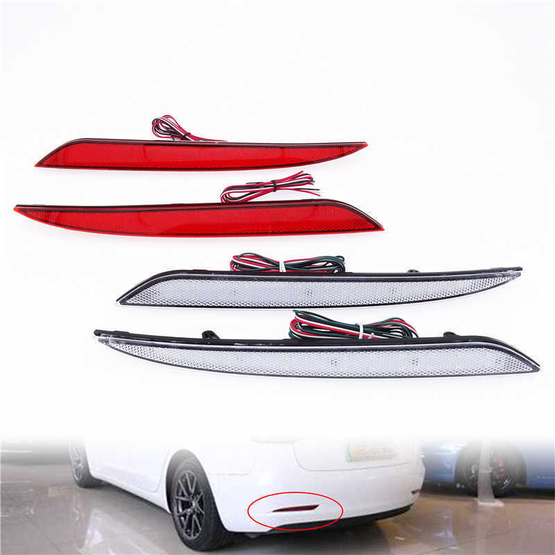 New Pair for 1 Tesla Model S 2012-2020 12V LED Rear Bumper Reflector Lamp Brake Lights Car-Styling Tail Stop Brake Lamp Accessories