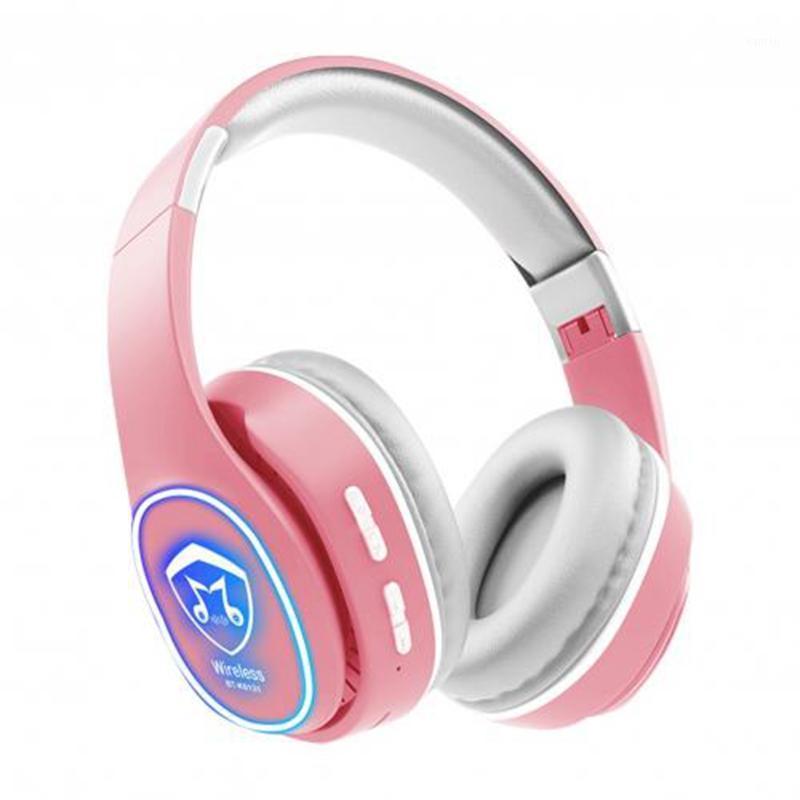 

LED Light Luminous Bluetooth 5.0 Card Insert Wireless Stereo Headphone Headset1, Pink