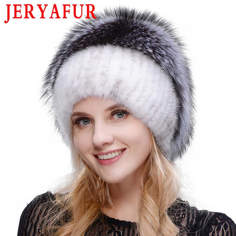 

Women New Winter Fur Cap Hooded Head Genuine Hat and Silver Fur Floral Design Hat High Quality Fashion, Color2