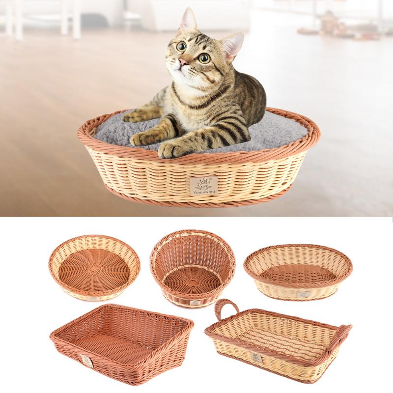 

Soft Pet Bed Cat Basket Nest Rectangle Cat Bed with Plush Blanket for Cats Pet Accessories