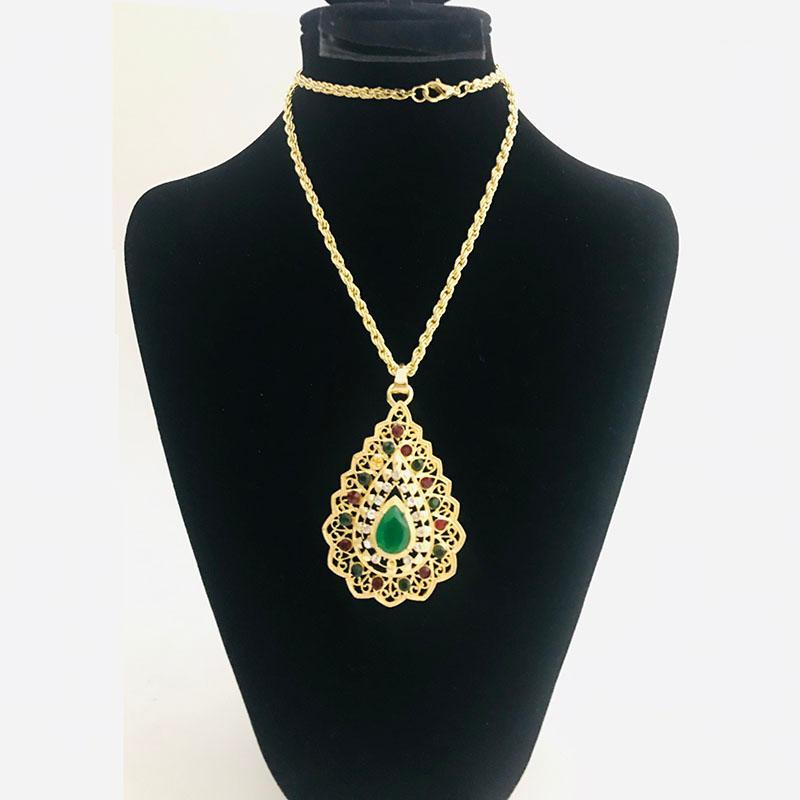 

Morocco Gold Color Long Pendant Necklace for Women Caftan Flower Bijoux dubai Ethnic Wedding Jewelry Wholesale1