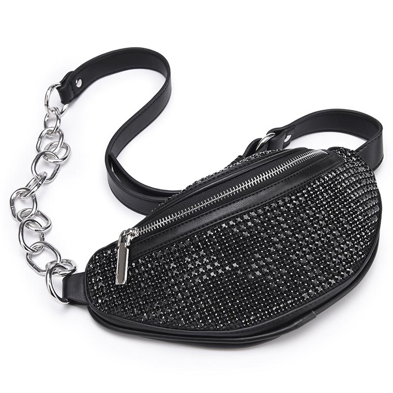 

Waist Bags Luxury Designer Fanny Pack Diamonds For Women Stylish Crystal Sequins Belt Bag Ladies Ins Chest Shoulder, White