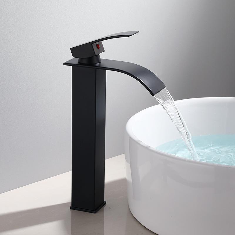 

Basin Faucet Black Waterfall Faucet Mixer Tap Brass Bathroom Bathroom Basin Mixer Tap Hot and Cold Sink