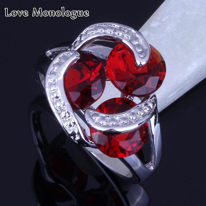 

Love Monologue Excellent Red imitation Garnet Silver Color Rings For Women H0029 Fast Shipping & Jewelry Bag1