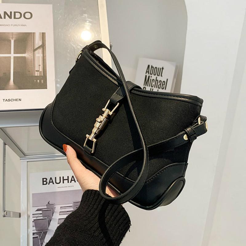 

Matte PU Leather Black Underarm Bag Women Bag 2021 New Style Fashion All-Match Simple Shoulder Tote