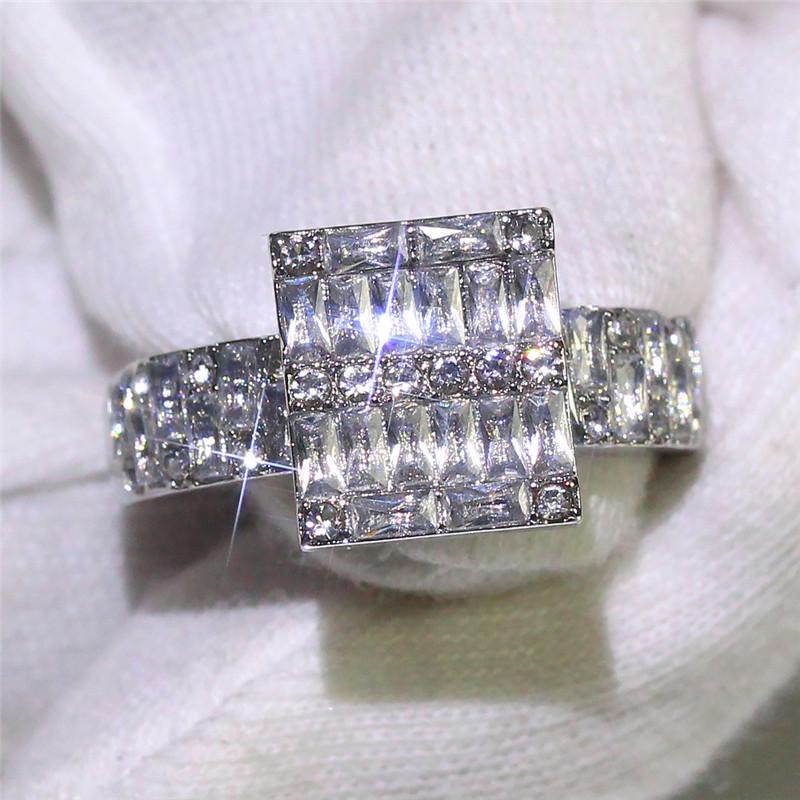 

Simple Geometric Square Cubic Zirconia Wedding Rings for Bride Fashion Women Rings With Zircon Stones Birthday Gift jewelry 2020