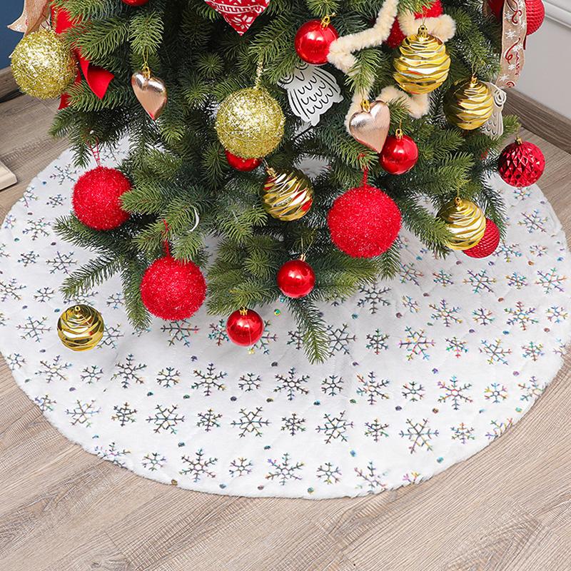 

High Quality Snowflake Christmas tree decor White Christmas Tree Skirt Fur Skirt For Xmas Decorations Xmas Decor
