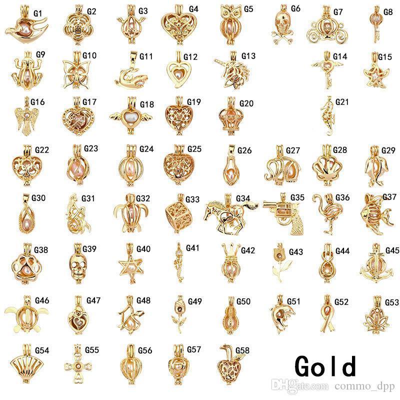 

Fashion Pearl Cage Pendants Rose Gold Silver Plated Gem Beads Floating Lockets Charms for Necklaces Diy Jewelry Making in Bu