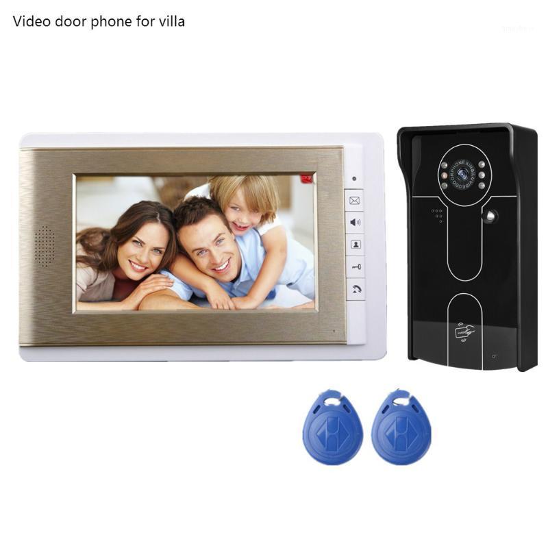 

7INCH Video DOORPhone Intercom System TFT-LCD Color Screen Monitor GOLD Night Vision Camera ID Card Unlock video DoorBell1