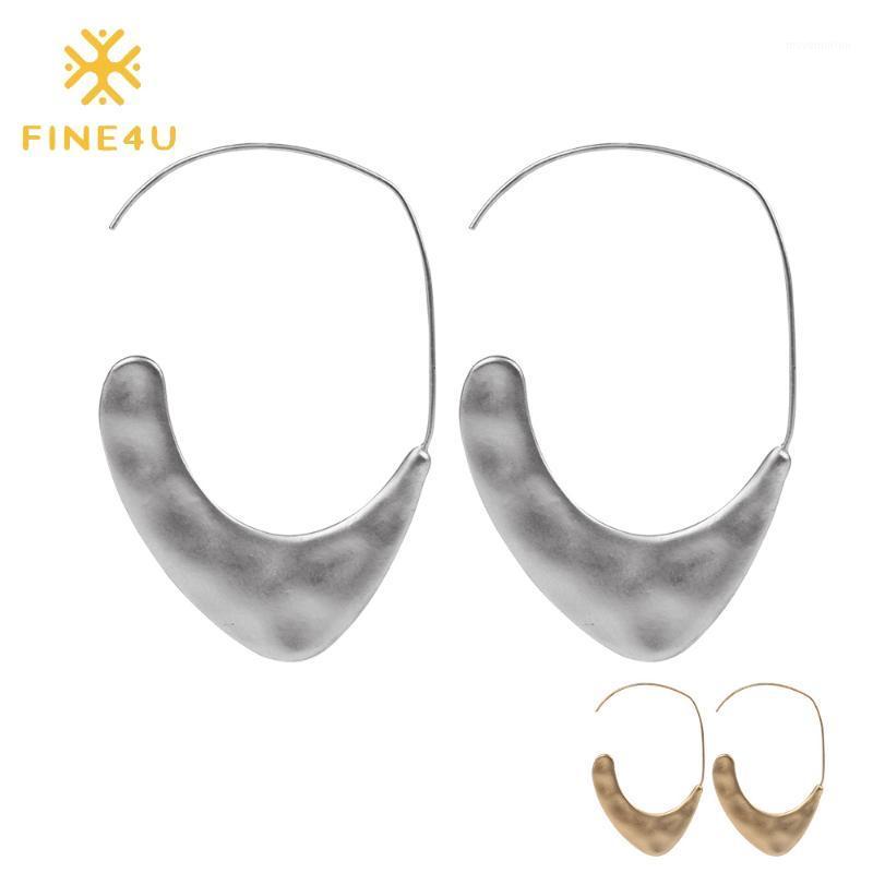 

FINE4U E078 New Korea Round Circle Drop Earrings Stainless Steel Dangle Earrings For Women Statement Jewelry1