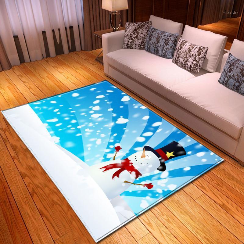 

Merry Christmas Carpets Area Rugs Parlor Xmas Snowman Mat Dining Room Kids Room Bedroom Cartoon Rug Carpet for Living Decor1, No-9
