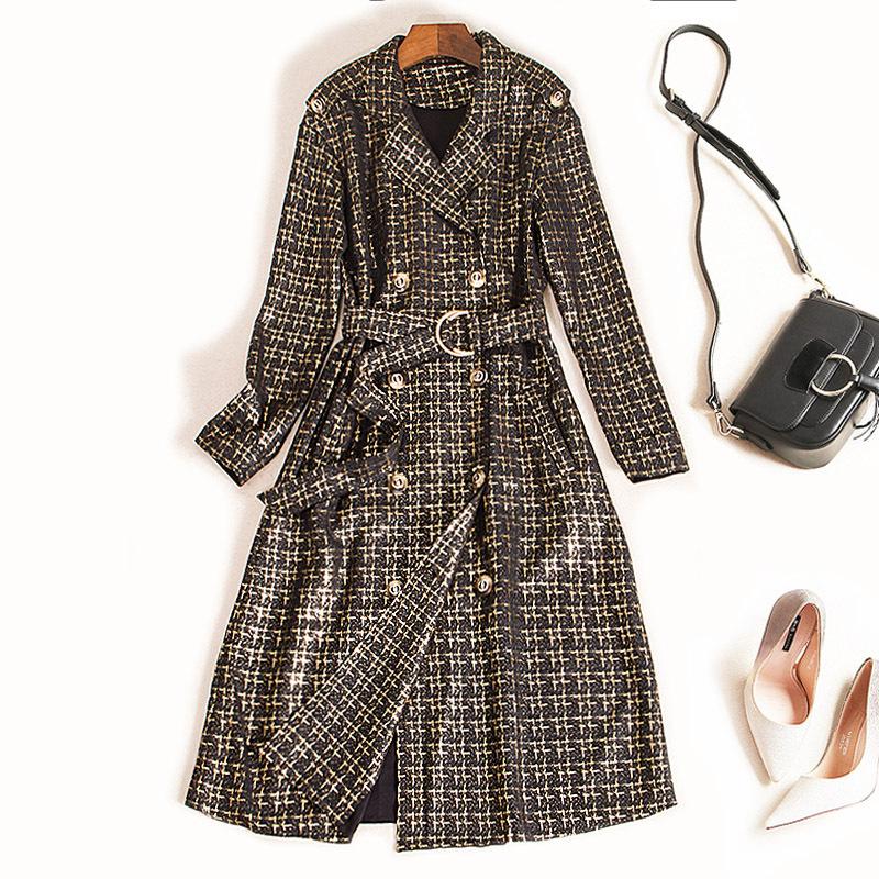 

New Designer Luxury Women Long Suede Trench Coat Double Breasted With Belt High Quality Women Elegant Fashion Runway Trench Coat, Black