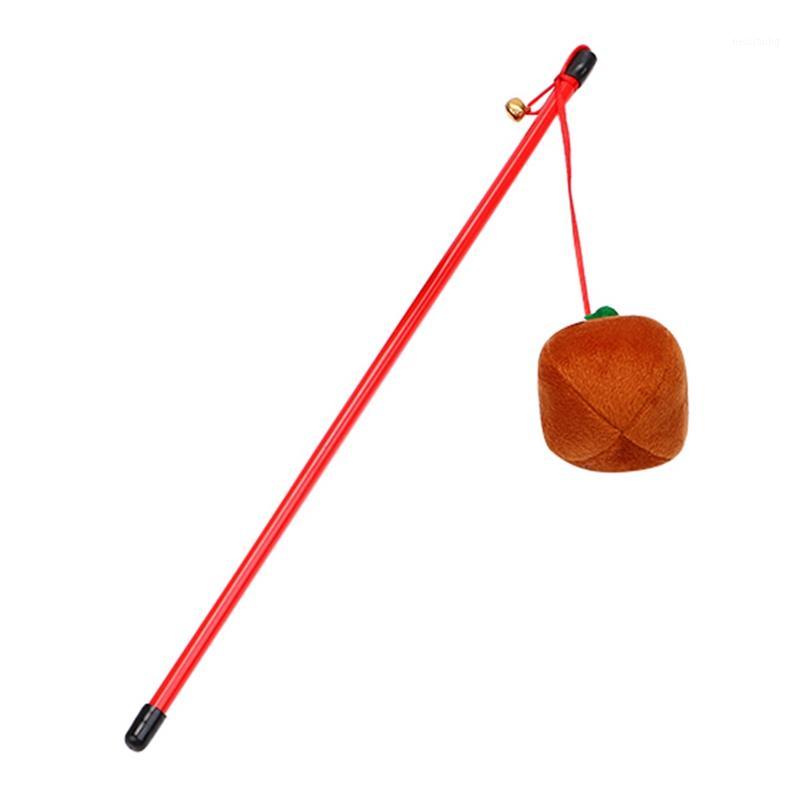 

Cute Pumpkin Design for Halloween, Built-in Catnip Pet Products Tease Cat Red scratching Wand teaser Toy with Golden Bell,1