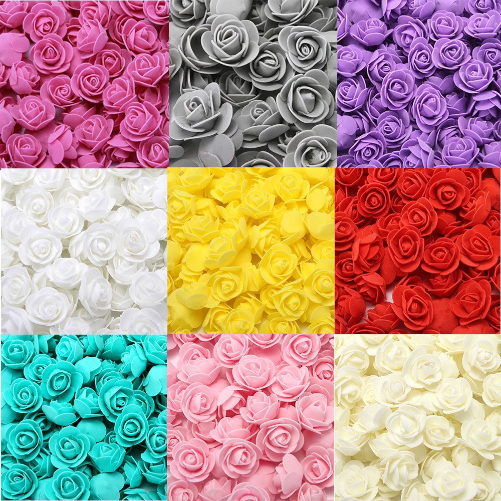 

500pcs 3cm Multicolor Mini PE Foam Rose Head Artificial Handmade Rose Head DIY Wedding Home Decoration Festival Party Supplies 1022