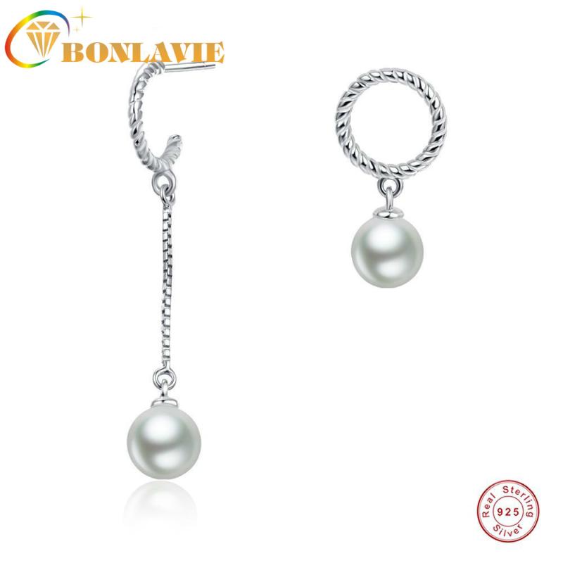 

BONLAVIE 925 Sterling Silver Irregular Shell Pearl Earrings Silver and Rose Gold Gold Engagement Wedding Earrings Quality