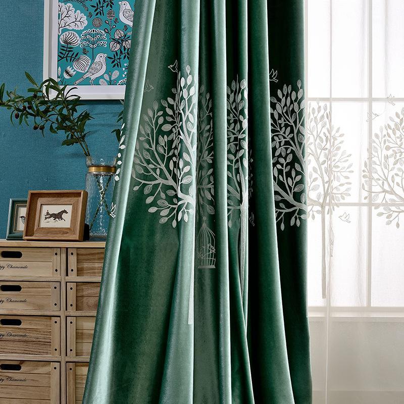 

Top Fashion Woven Flat Office Curtains Luxury Plant Tree Embroidered Curtain For Bedroom Voile Tulle Velvet For Living Room1, 1pc tulle