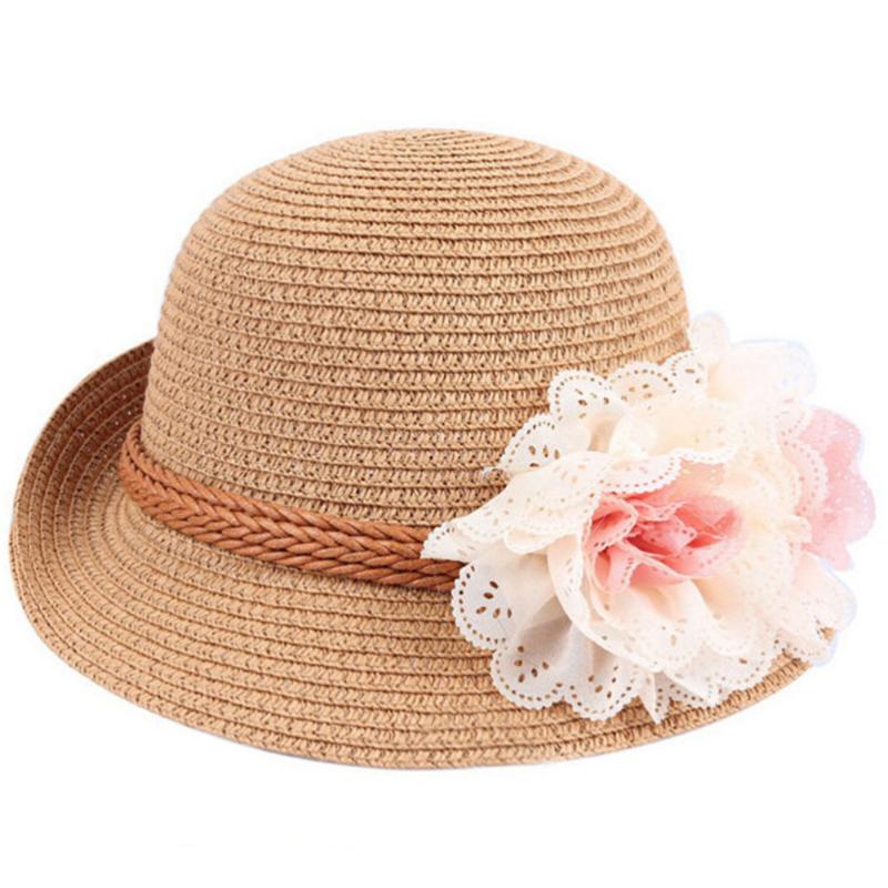 

Hat 2020 Spring summer Children flower dome straw hat baby girls Beach Hats kids sun Ladies Beach Cap for 2-7 years