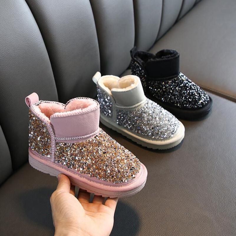 

Winter kids fashion snow boots thick child cotton sport shoes warm plush soft bottom baby girl boots winter ski boot for baby, Pink