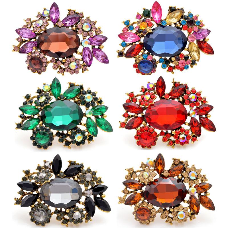 

Pins, Brooches CINDY XIANG 6 Colors Choose Large Crystal Pin For Women Fashion Vintage Flower Brooch Party Wedding Accessories Gift