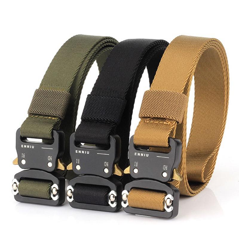 

125cm Nylon Waistbelt Solid Buckle Tactical Belt Automatic Buckle Belts Outdoor Hunting Camping Sports Waistband