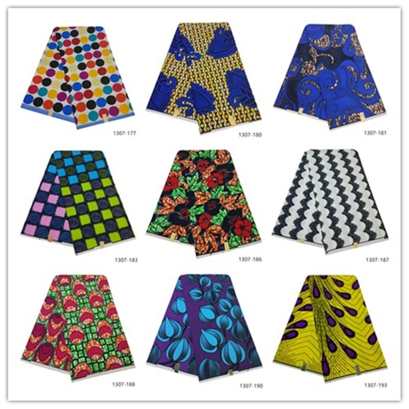 

Free Shipping Ankara African Wax Print Fabric Tissu Africain Nigeria Batik Fabric 6 Yards 100% Polyester African wax Fabric 1307 T200529