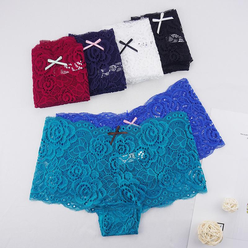 

Plus Size Lace Panties Women Sexy Briefs 3pcs/lots Seamless Intimate Boyshorts Transparent Hollow Female Boxers -4XL, 14