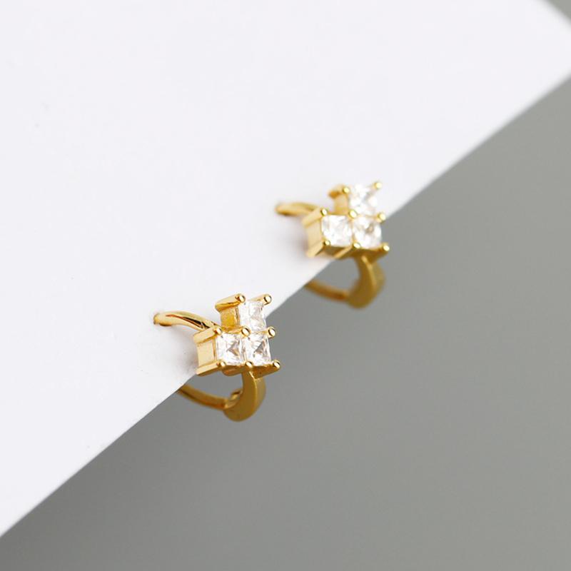 

100% 925 Silver Gold Color Square Heart Zirconia Stone Hoop Earring For Women Gift Pendientes Ear Piercing Oorbellen 2020 NEW