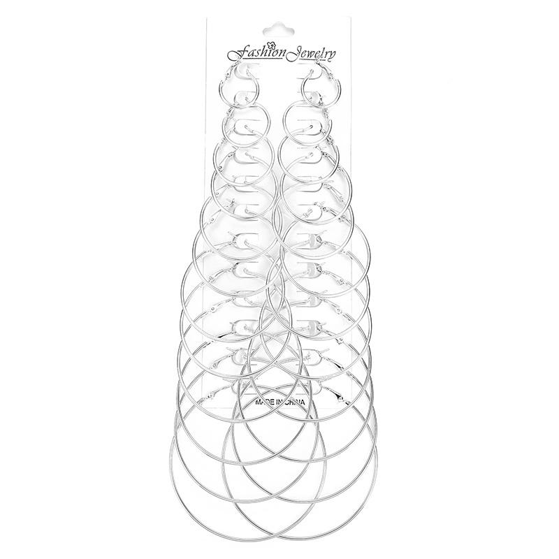 

12Pair/Set Simple Style Steampunk Gold Big Circle Hoop Earrings For Women Personality jewerly