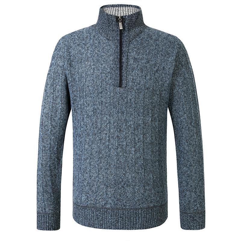 

Men's Sweaters Knitted Sweater Men Half Zipper Thick Pullovers Fanshion Causal Mens Solid Color Slim Fit Clothing, White;black