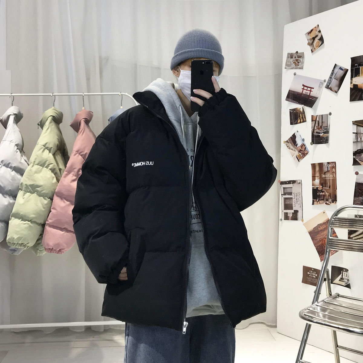 

2021 Men's Casual Oversize 7-color Stand Collar Parkas Winter New Woman Korean Streetwear Loose Coats Man Warm Parka Dgn8, Orange