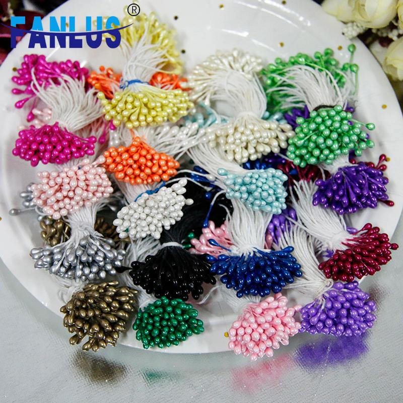 

100pcs/lot Multi-Color Pearl Stamen Hand Mini Workers Make Flowers Wedding DIY Wreath Decoration Wedding Decorative Flowers, White