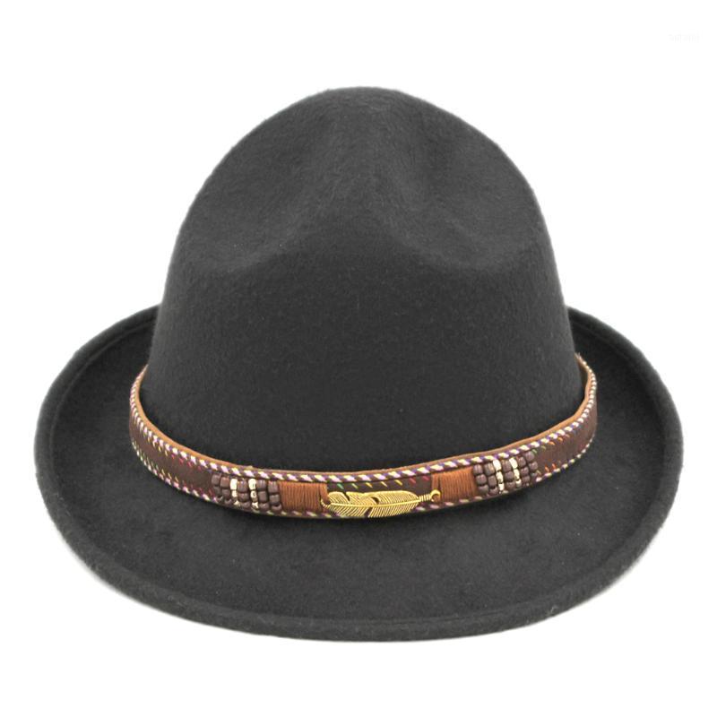 

Mistdawn Fashion Canada Canadian Mountie Ranger Hat Men Wool Blend Fedora Cap Brown Leather Band1, Black