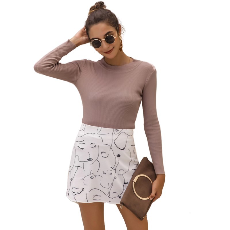

2021 New Vintage High Waist Women Female Print Autumn Plus Size A-line Long Girls Skirt Winter Elegant Skirts Lwxo, White