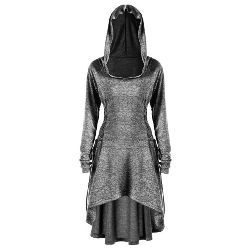 

2021 New Runway Alta Baixa Capuz Nervuras Moda Outono Primavera Manga Longa Slido Cordo Feminino Vestido De Uma Pea Dk70