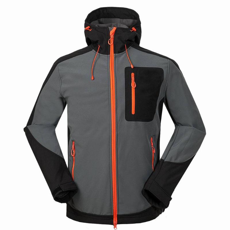 

New light version of men' outdoor camping mountaineering sports jacket composite velvet soft shell jacket, Black
