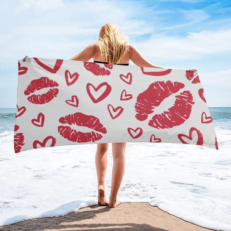 

Valentine'S Day Love Red Lips Bath Towel Swimming Quick-Dry Bath Towel Bathroom Accessories Microfiber Beach Towels1, As pic