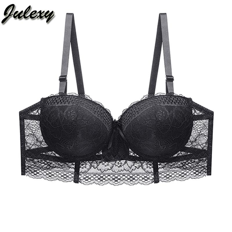 

Julexy B C Cup Sexy Lace Bra Adjustable Bras Femme Brassiere Women Push Up Underwear Bralette, Red