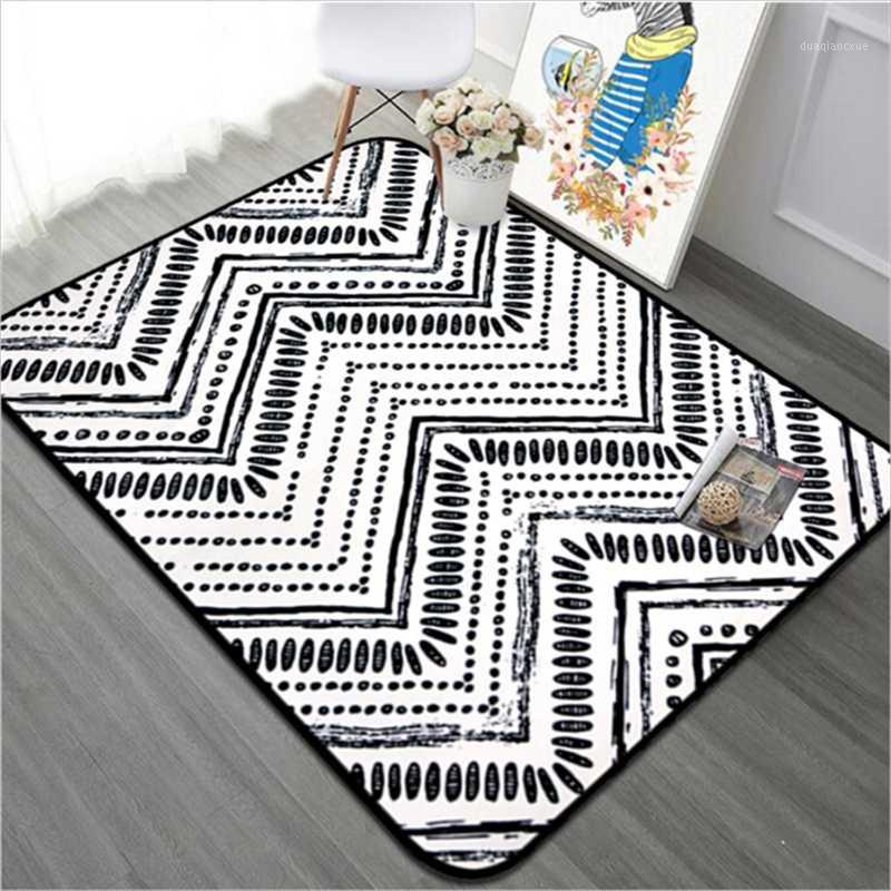

Nordic Black/White Geometric Patterns Living Room Bedroom Carpet Soft Anti-slip Study Room Floor Mat Kids Crawl Rugs A00081