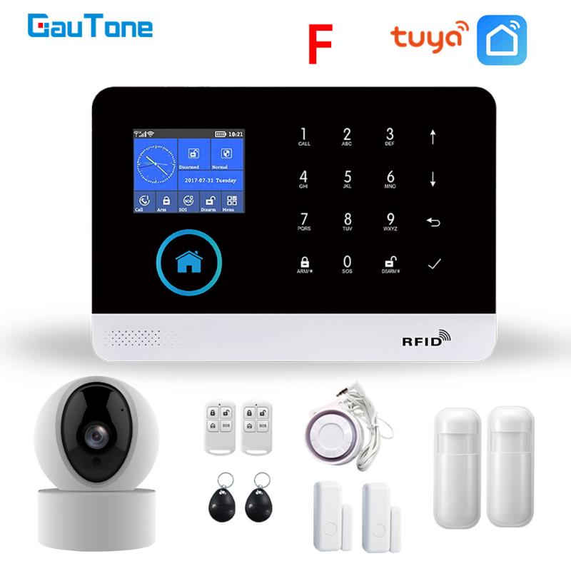 

GauTone Tuya WiFi GSM Alarm System for Home Security with IP Camera Security Alarm Smart House app Control