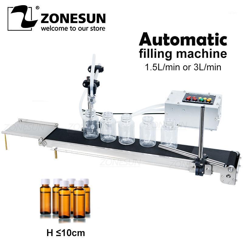 

ZONESUN Automatic Electrical Conveyor Belt Single Head Liquid Filler Can Sense High Precision Heat Resistance Filling Machine1