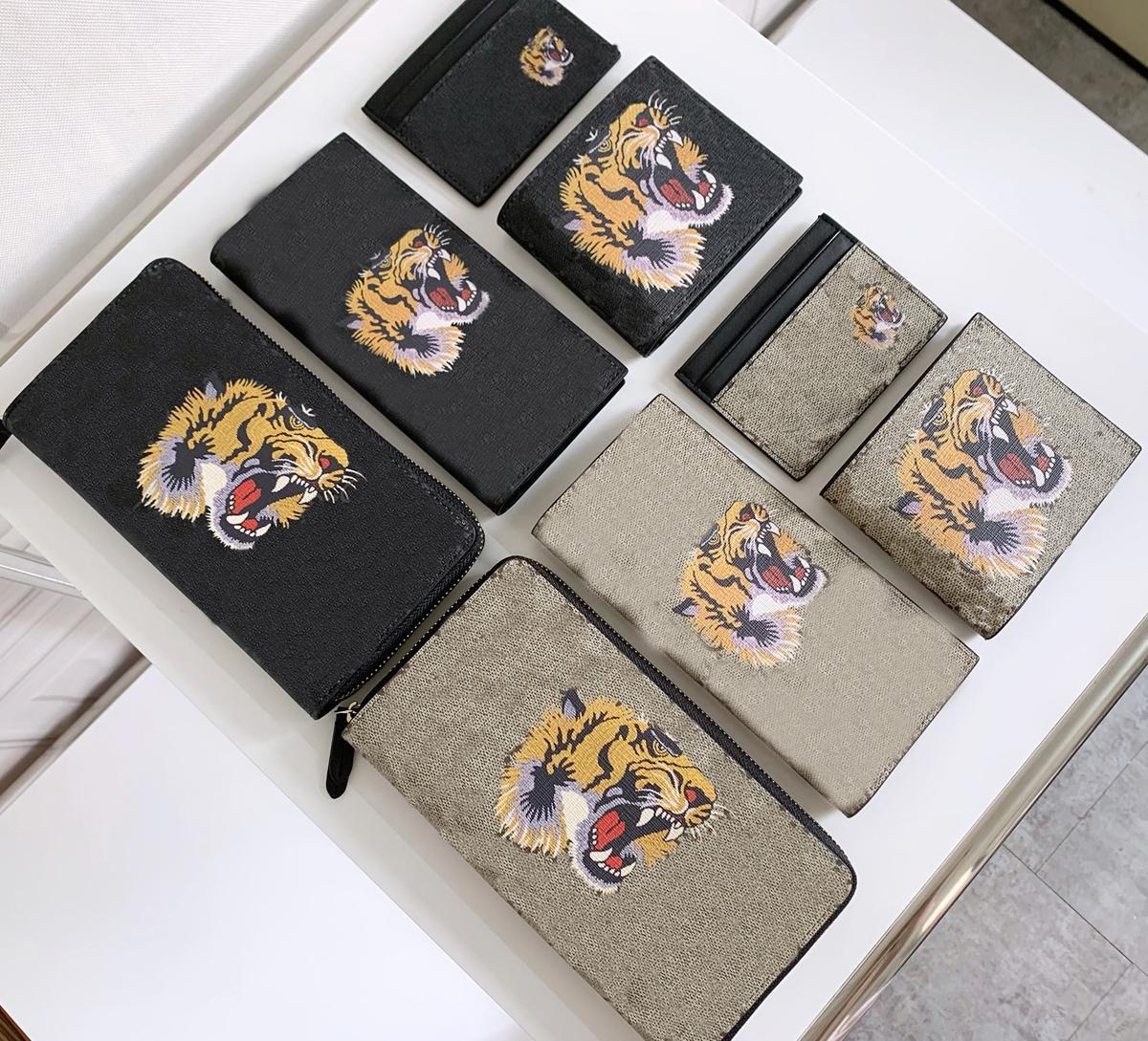 

8 styles men wallets fashion brand tiger head card holder small long zipper wallet